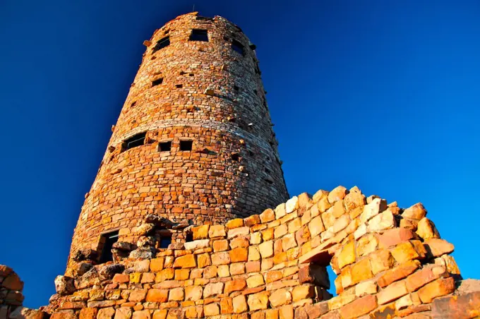 Low angle view of Desert View Watchtower, South Rim, Grand Canyon, Grand Canyon National Park, Arizona, USA