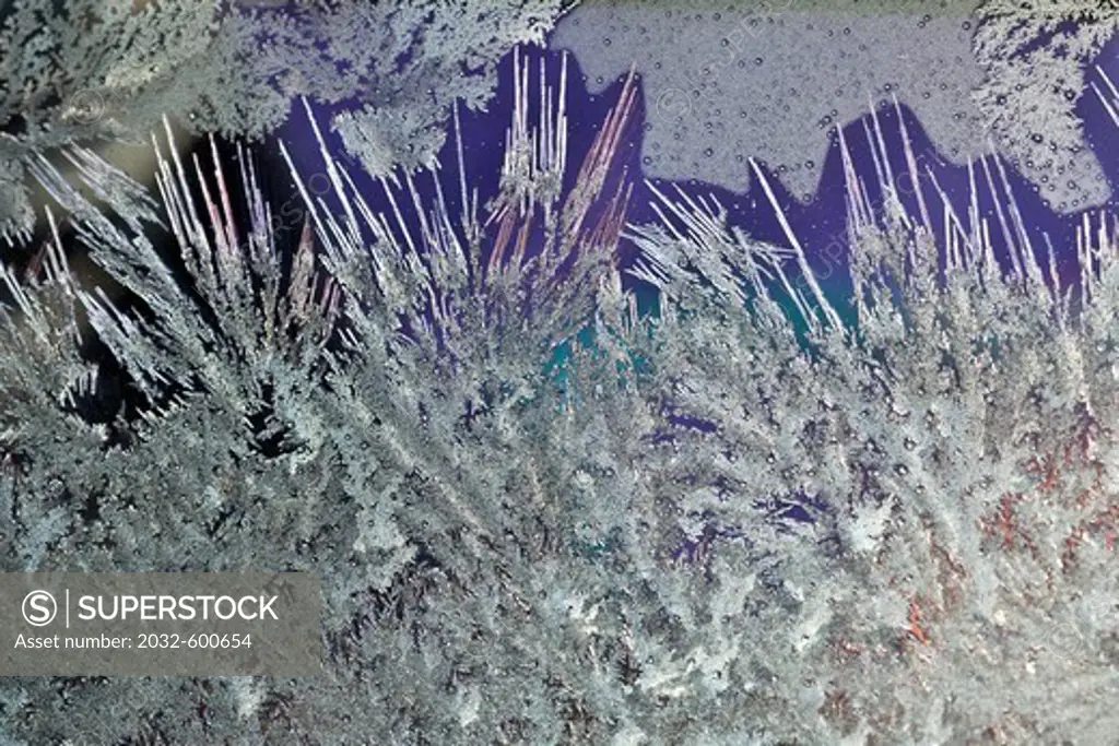 Frost patterns on automobile windshield