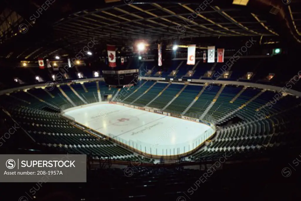 High angle view of an ice hockey stadium, Calgary, Alberta, Canada