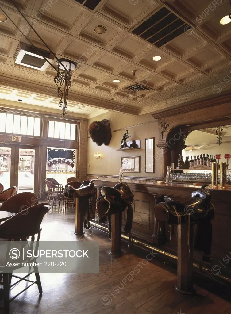 Interior of a bar, Booger Red's Saloon, Stockyards National Historic District, Fort Worth, Texas, USA