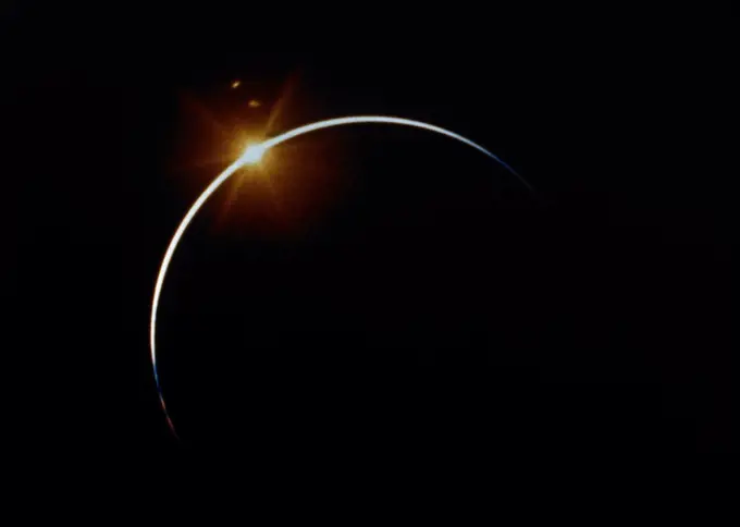 Apollo 12 view of a solar eclipse