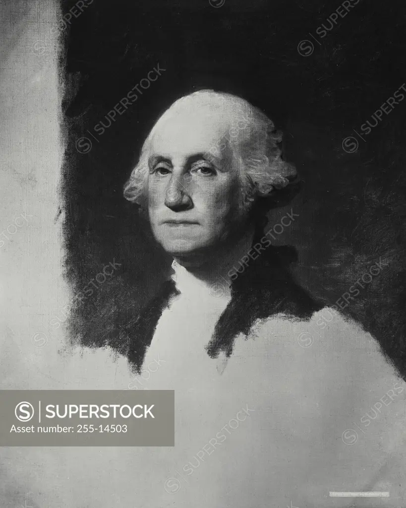 Vintage Photograph. Celebrated portrait of George Washington by Gilbert Stuart. (Unfinished, Athenaeum Portrait) 1796