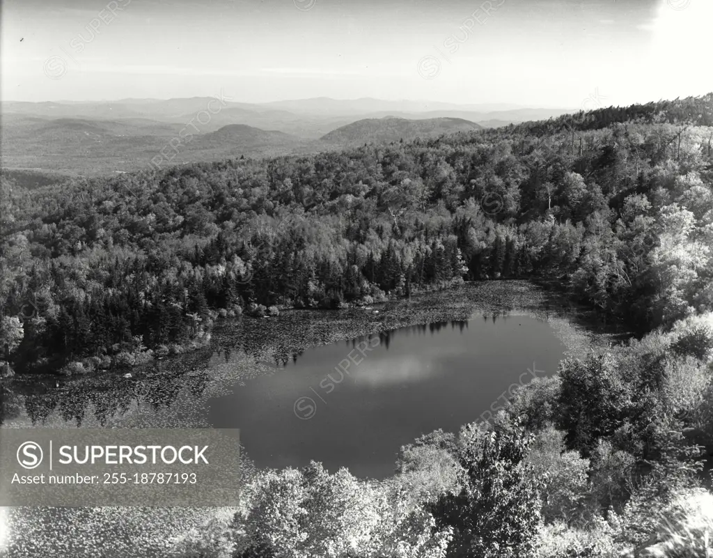 Vintage photograph. Lake Solitude on Mt Sunapee, New hampshire. New England landscape