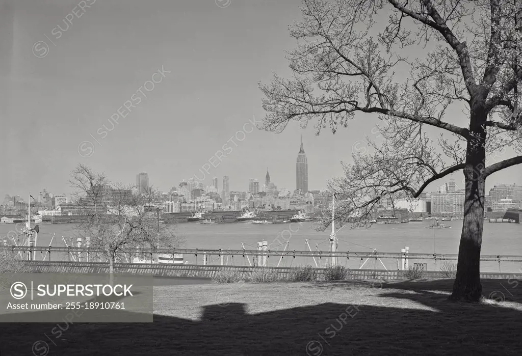 Vintage photograph. Empire State Building as seen from New Jersey