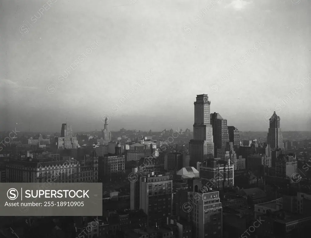 Vintage photograph. Rooftop view over Brooklyn, New York