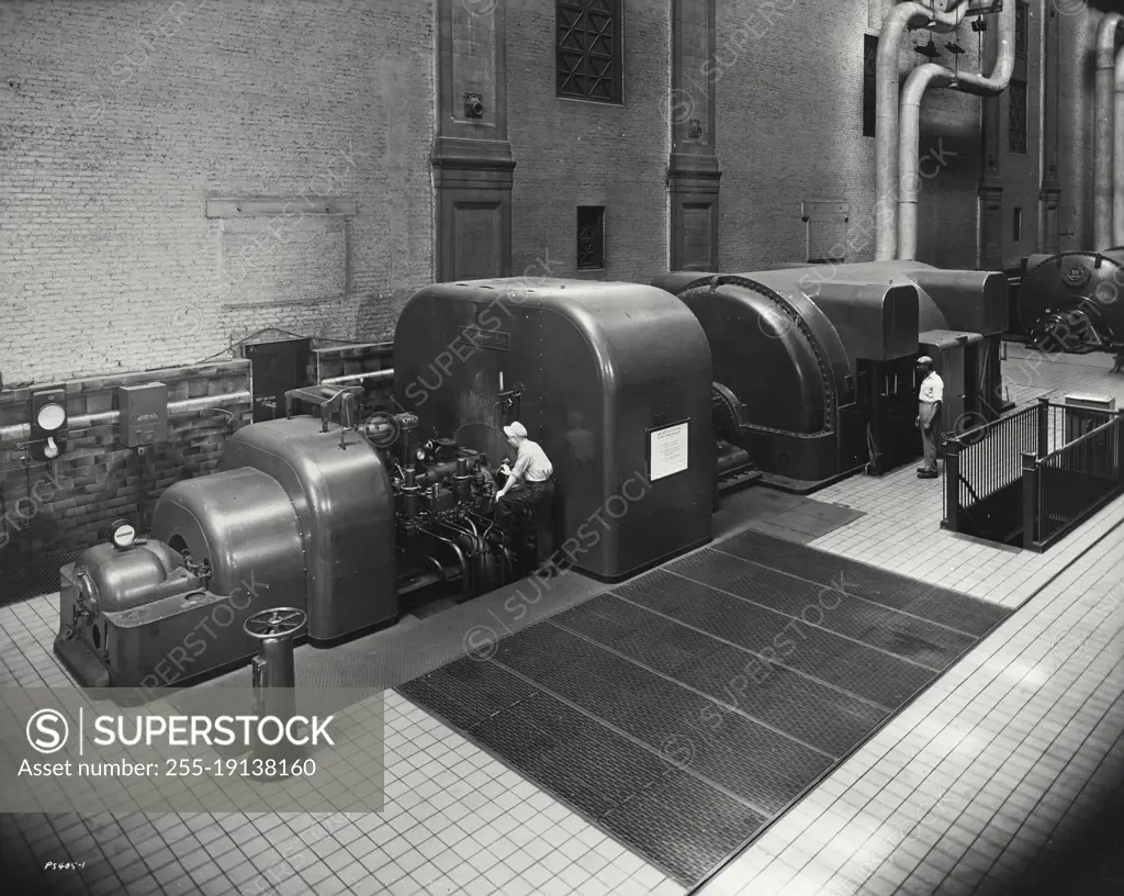 Vintage photograph. Power plant generators of consolidated Edison company