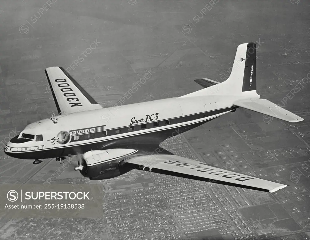 Vintage photograph. Douglas Super DC-3 Commercial Transport