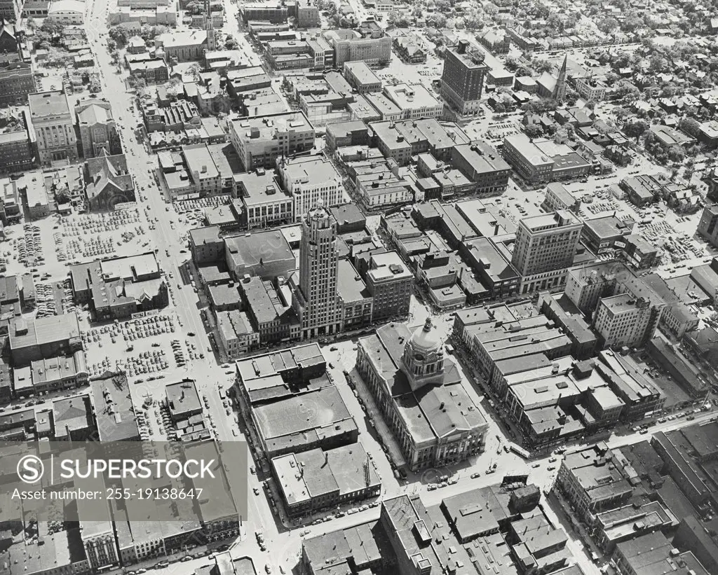 Vintage photograph. Aerial view of Fort Wayne, Indiana