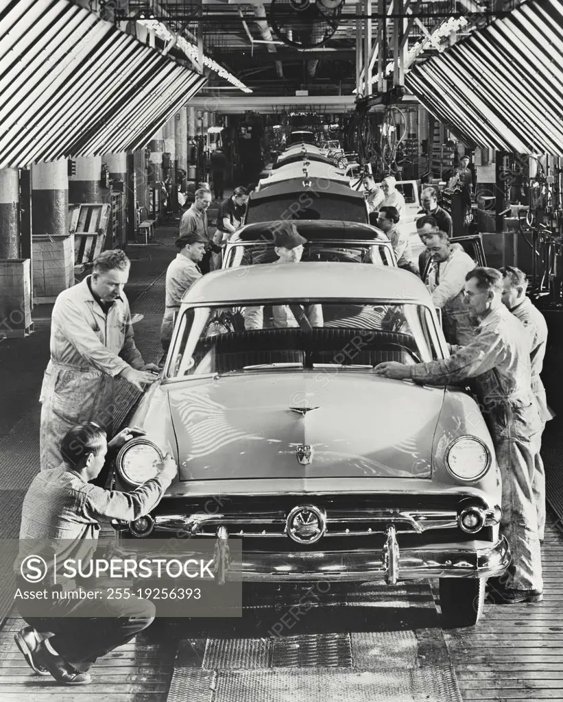 Mass production - assembly line at the Ford motor company