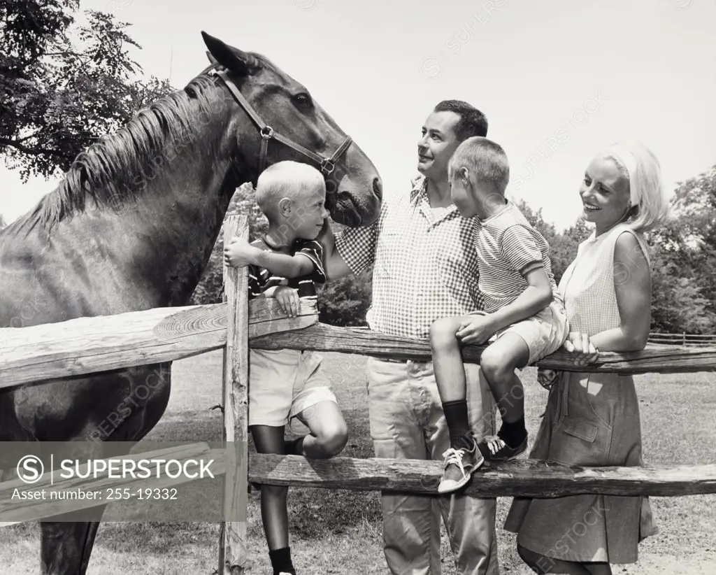 Family with a horse