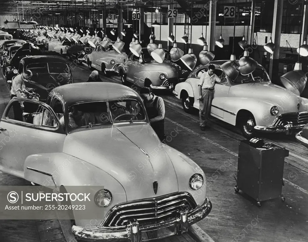 Workers on an Oldsmobile Assembly Line of 1946 model cars