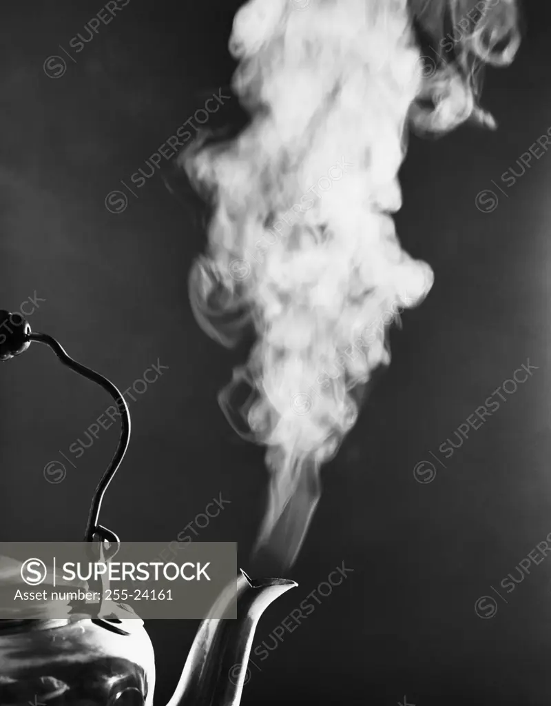 Steam emerging from a tea kettle