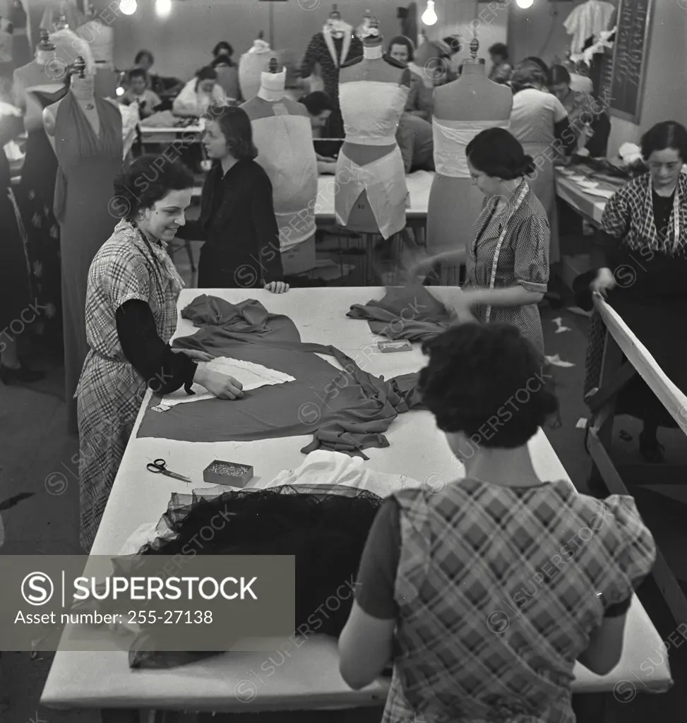 Vintage photograph. Dress makers in the garment industry in New York City