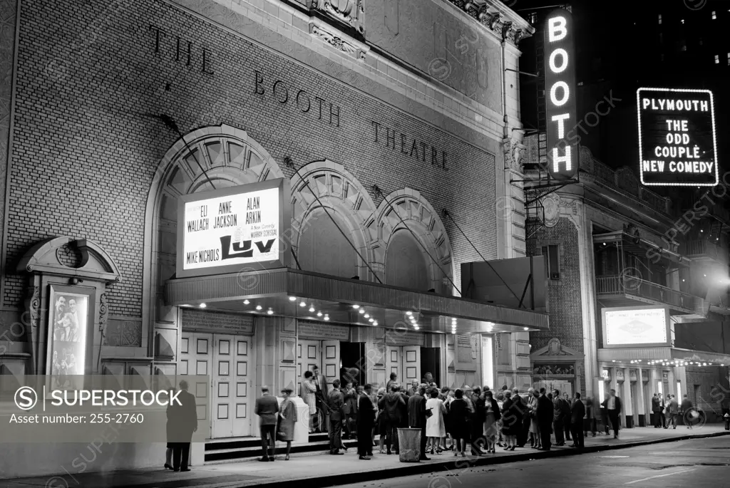 People waiting outside a movie theater, Booth Theater, New York City, USA