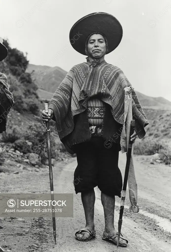 Vintage Photograph. Local Indian Official of Pisac in Peru