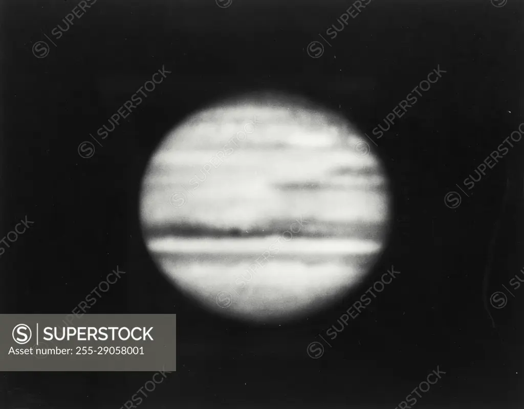 Vintage Photograph. Jupiter in blue light taken with 200-inch Hale Telescope.