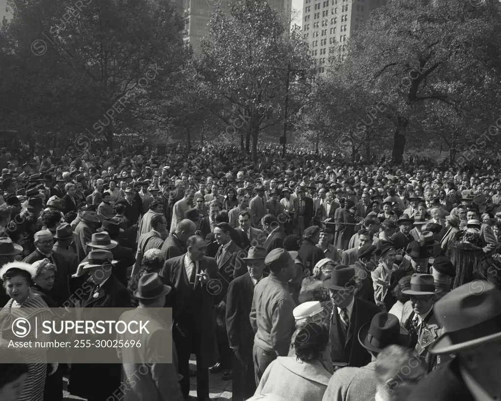 Vintage Photograph. Large crowd of people in park, New York City, Frame 2