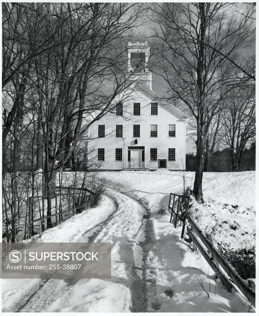 Facade of a school building, South Woodstock, Vermont, USA