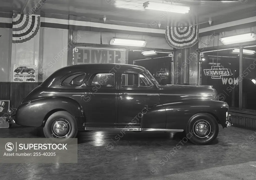 1946 Chevrolet Stylemaster inside car dealership