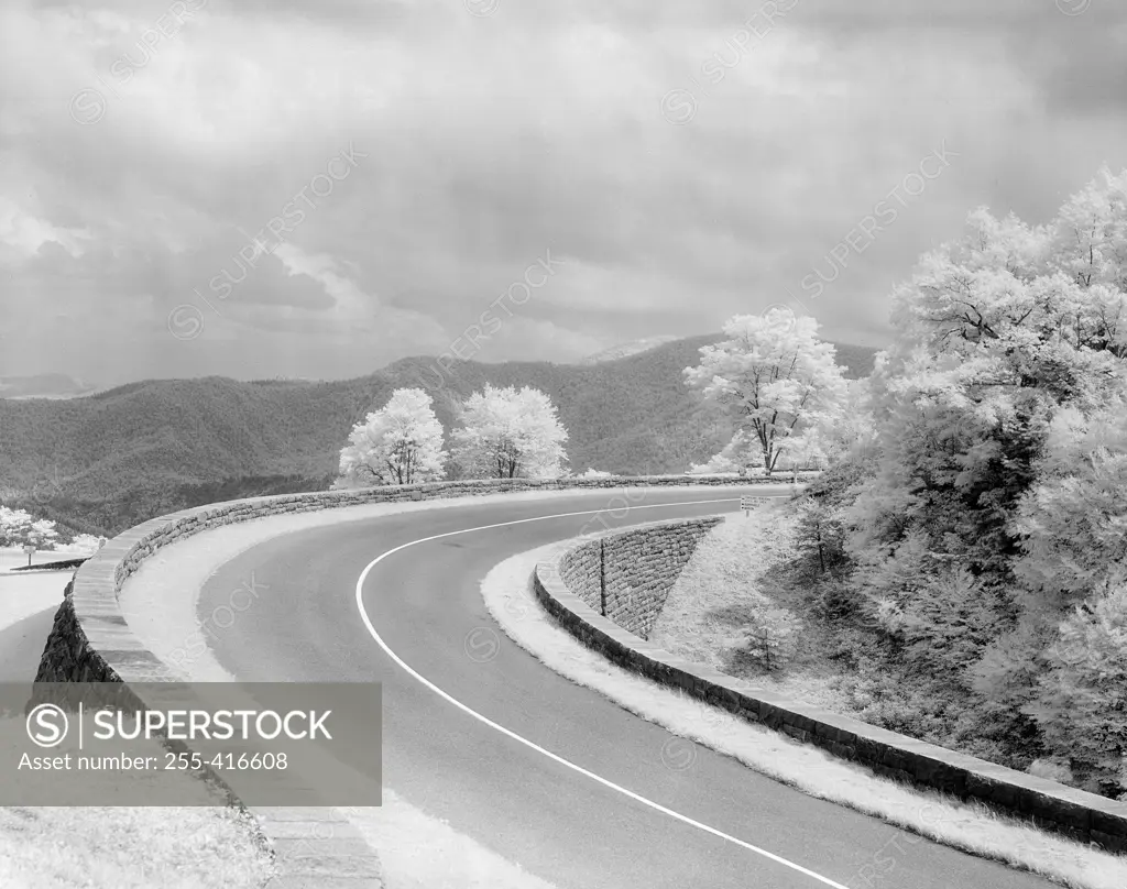 Winding road in mountain area