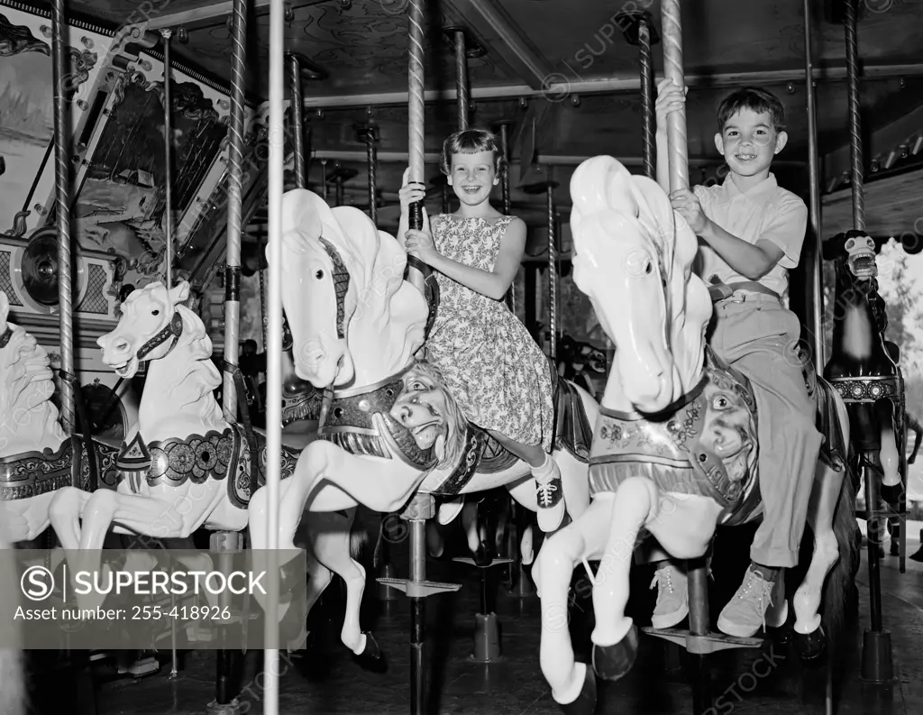 Children on carousel