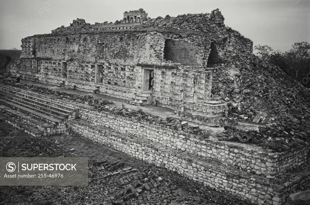 Vintage Photograph. Mayan Arched Halls at Kabah Yucatan.