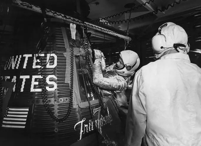 USA, Florida, Cape Canaveral, Astronaut John Glenn at Friendship 7