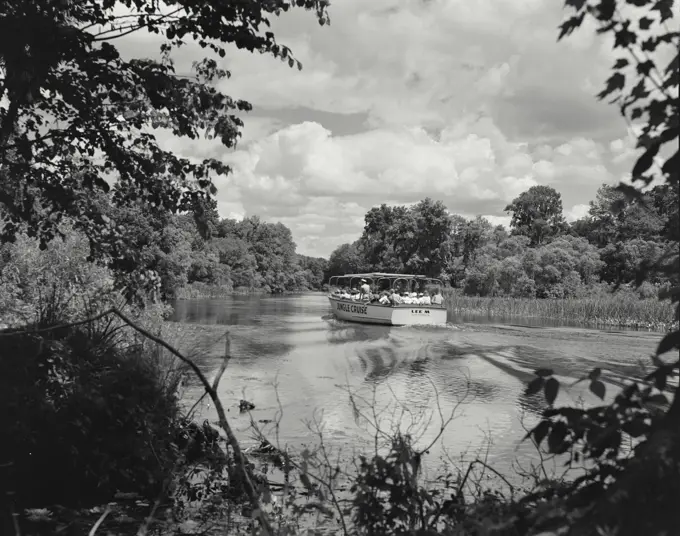 Vintage photograph. Junge Cruise boat on river near St Petersburg, Florida.