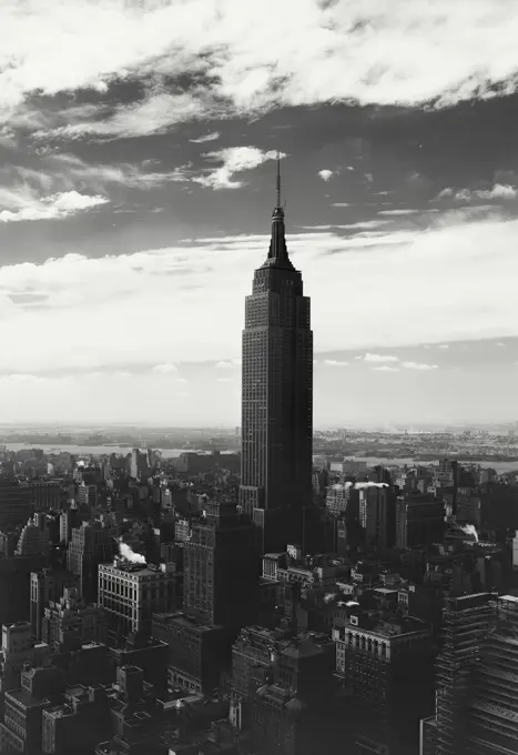 Vintage photograph. looking southwest toward empire state building from grand central avenue