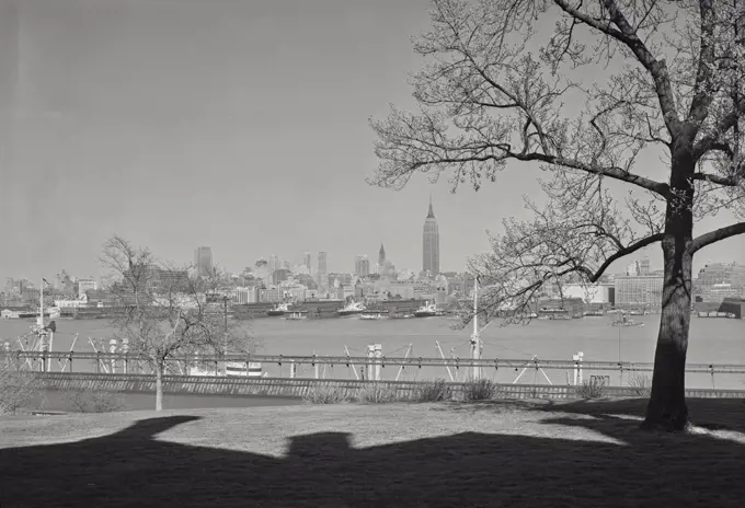 Vintage photograph. Empire State Building as seen from New Jersey