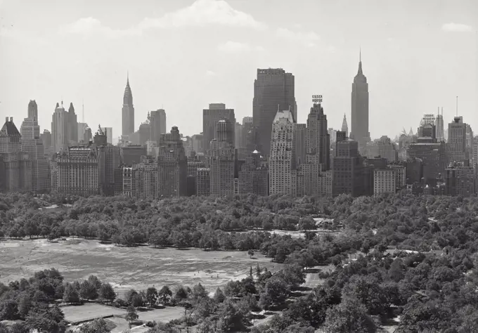 Vintage photograph. View of Central Park from Central Park West