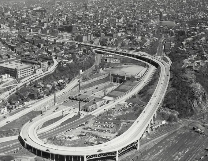 Vintage photograph. entrance to Lincoln tunnel