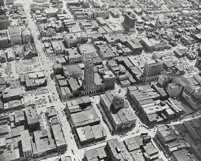 Vintage photograph. Aerial view of Fort Wayne, Indiana