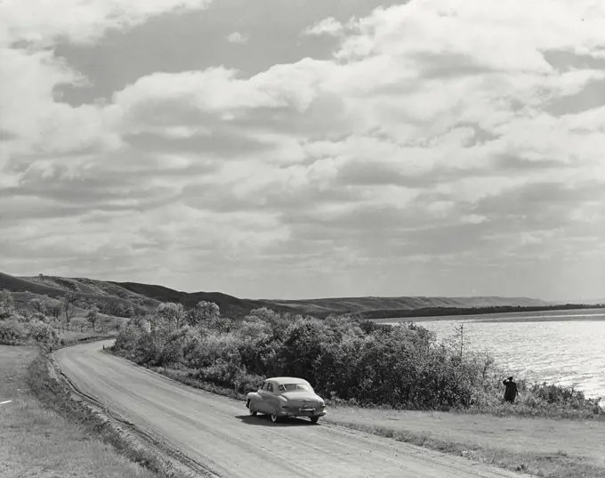 Vintage photograph. View from Highway 56in the Qu'Appelle Valley of Saskatchewan in western Canada