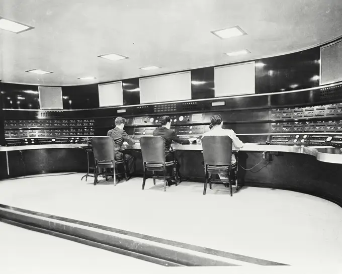 Vintage photograph. N.B.C. Radio Control Room