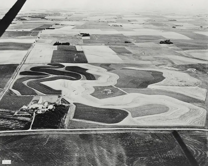 Vintage photograph. Aerial view of farm