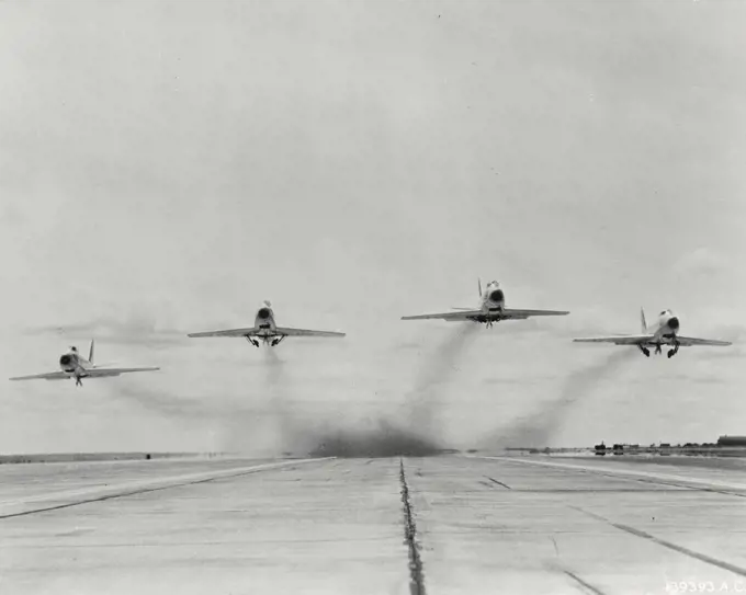 Vintage photograph. F - 86s at Larsen air force base