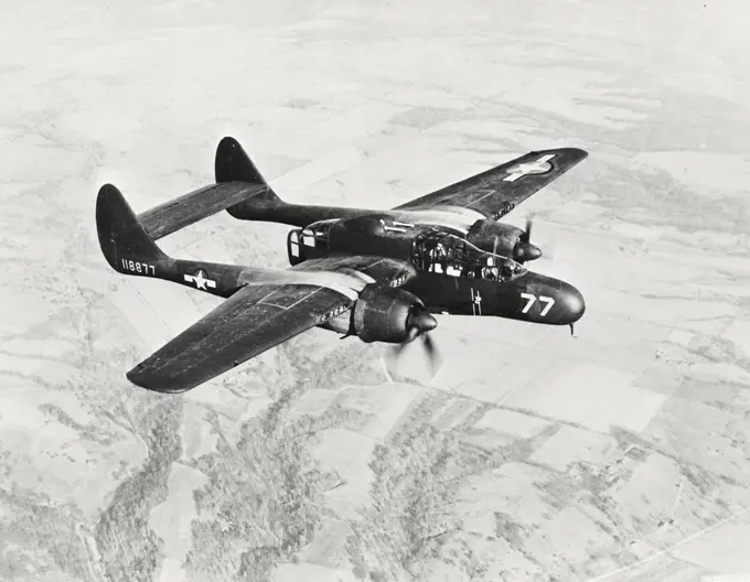 Vintage photograph. US Air Force Northrop XF-61 in flight