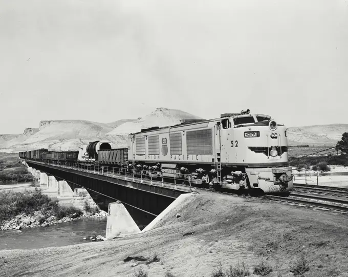 Vintage photograph. Union Pacific gas turbine electric locomotives - 4500 horsepower