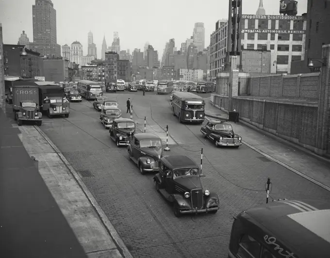 Vintage photograph. Entrance to Lincoln Tunnel