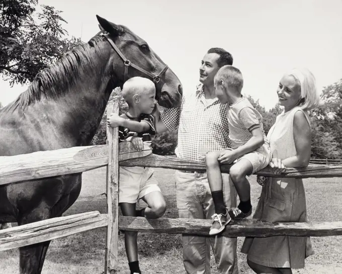 Family with a horse