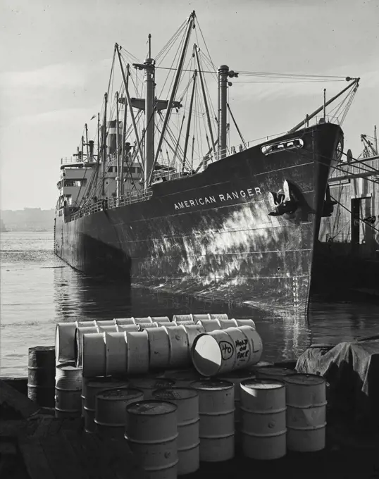 Vintage photograph. Ameircan Ranger ship seen docked