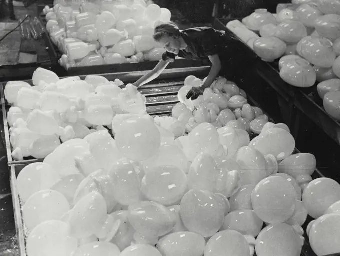 Vintage photograph. Globes of Opal glass used for street lighting at Chance Brothers plant who lead the world in the manufacturing of Scientific and optical glass