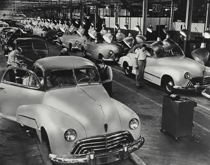 Workers on an Oldsmobile Assembly Line of 1946 model cars