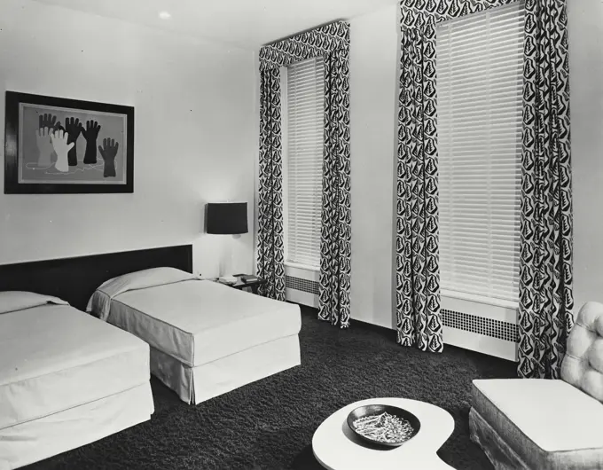 Vintage photograph. Bedroom of the home belonging to Robert Heller.