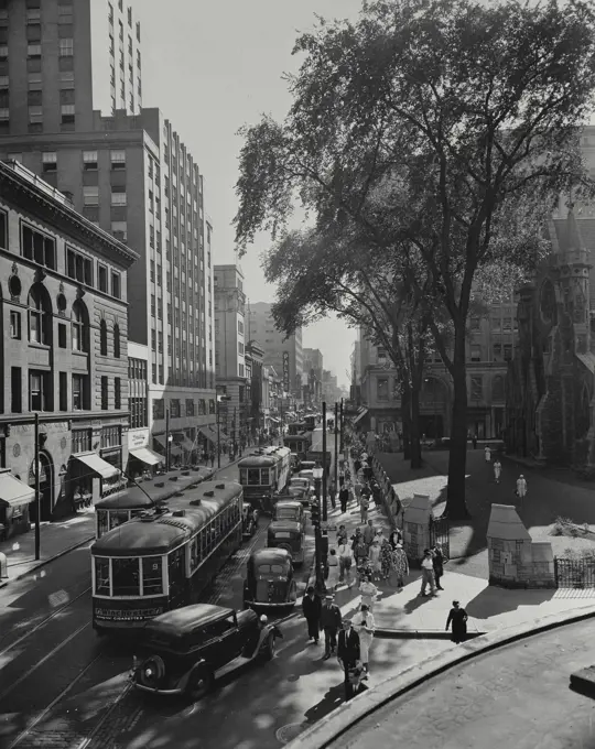 Vintage photograph. St. Catherine St. (The main street of Canada's Metropolis)