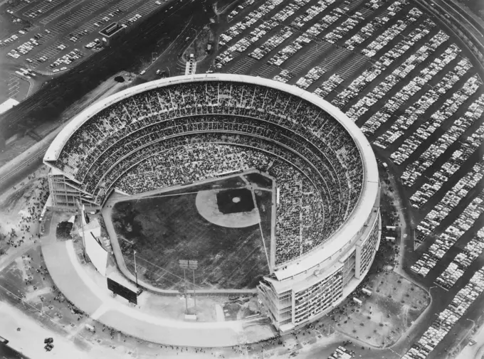 Aerial view of a baseball stadium, Shea Stadium, Queens, New York City, New York State, USA