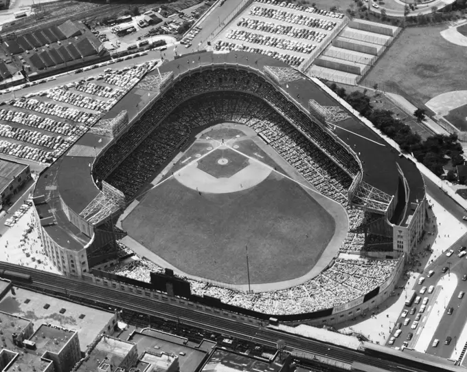 Aerial view of a baseball stadium