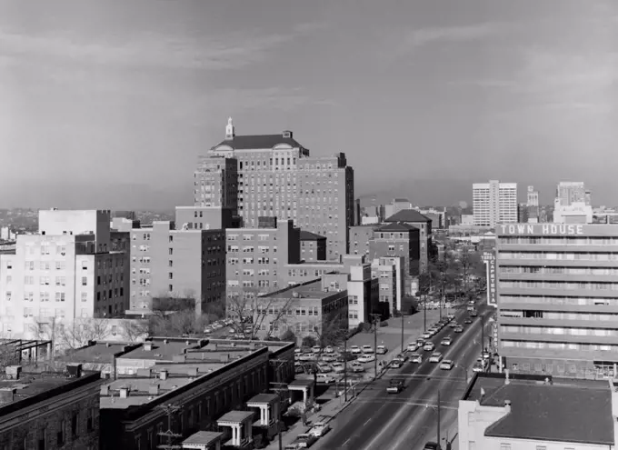 High angle view of a city, Birmingham, Alabama, USA