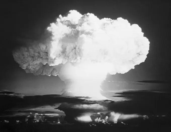 Mushroom cloud formed by an atomic bomb explosion